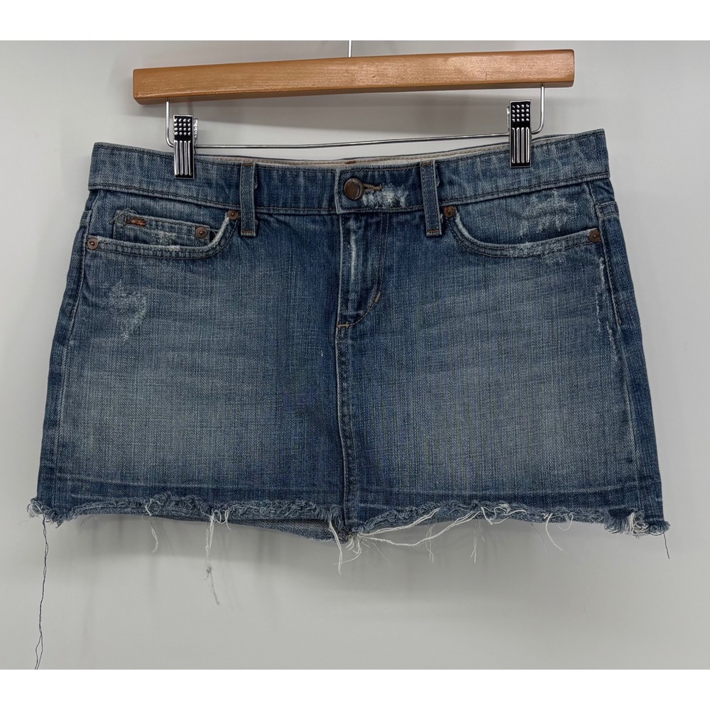 Joe's Jeans Mini Skirt Women's 28 Blue Denim Distressed Raw Hem